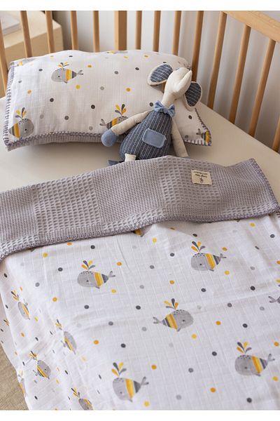 lizayn home Waffle Müzlemin Pike Cover 100X100 and Pillow Case 35X45 100% Cotton, Eco-Teks Certified