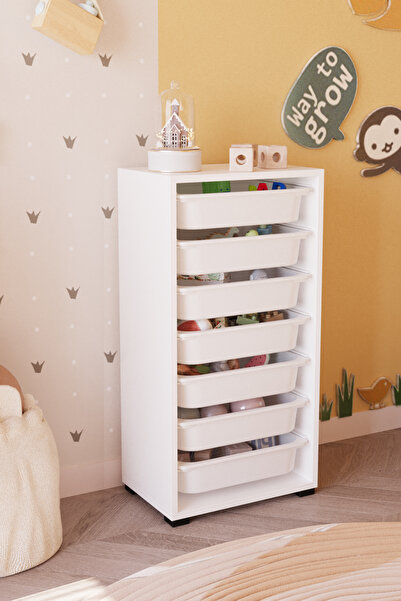 OBİ Atölye 7 Sepetli Çok Amaçlı Oyuncak Dolabı - Beyaz