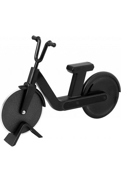 Uaugulft Taietor pentru pizza Uaugulft, model motocicleta, otel inoxidabil/ABS, negru, 12 x 18,4 cm