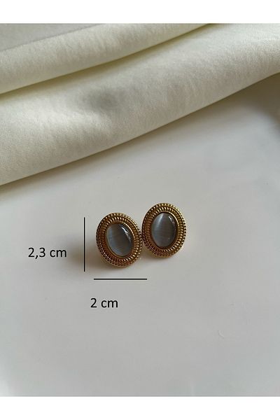 Nilsu Jewellery Accessory Steel Vintage Gold Detailed Oval Women Earrings