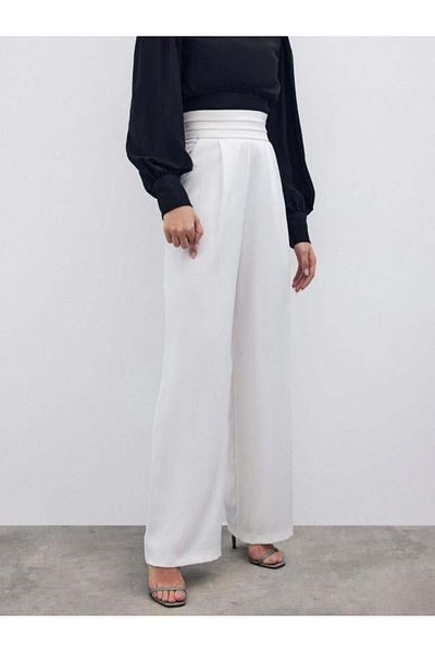 Sateen 5028 Wide Leg Accompanying Bread Textile Trousers Ecru
