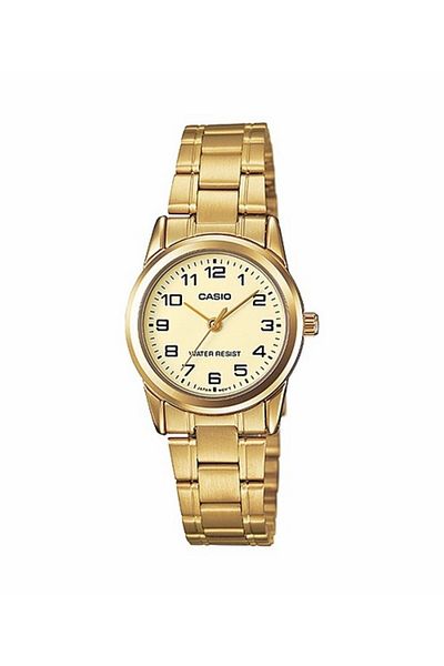 Casio Casio LTP-V001G-9BUDF Water Resistant Analog Watch with Stainless Steel Strap - 31 mm - Gold