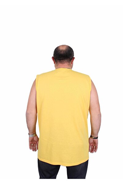 MocGrande Oversized Printed Sleeveless T-Shirt Think Fast Run 25152 Yellow