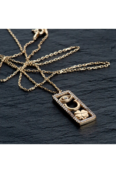 viantojewellery 925 Ayar  Gold Premium Tılsım Gümüş Kolye – Şans, Koruma ve B...