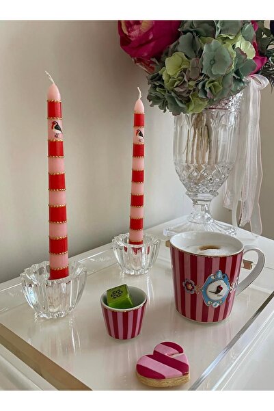 Hatice sakallı design 2 'li pip Love birds kırmızı Uyumlu  Şamdan Mum 2 adet