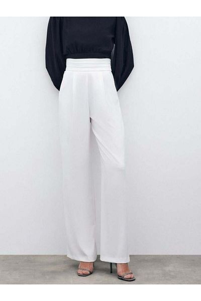 Sateen 5028 Wide Leg Accompanying Bread Textile Trousers Ecru