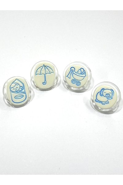 karantuhafiye Baby Button / Figured Model / 10 Pieces / Blue / Umbrella