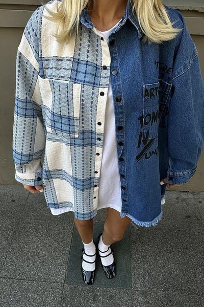 Simala Blue Denim Garni Piece Shirt