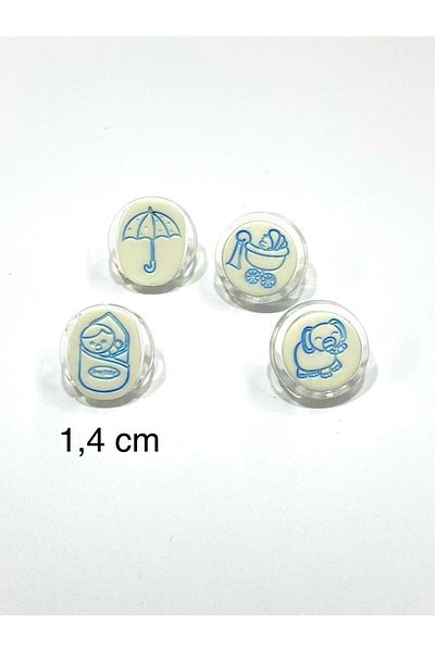 karantuhafiye Baby Button / Figured Model / 10 Pieces / Blue / Umbrella