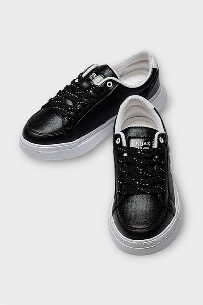 Liger Pantofi sport sport casual, cu detaliu stea pentru femei, NEGRI - ALBI