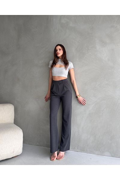 Stil Burada Crepe Fabric Full Length Lycra Belt Velcro Palazzo Pants