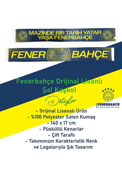 Fenerbahçe Αυθεντικό Αυθεντικό Σατέν Φουλάρι με Ιστορία στο Mazin