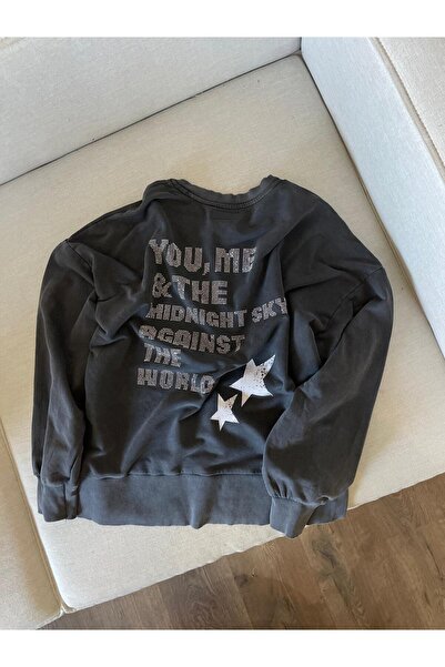 Özgece ANTRASİT PUL İŞLEMELİ SWEAT