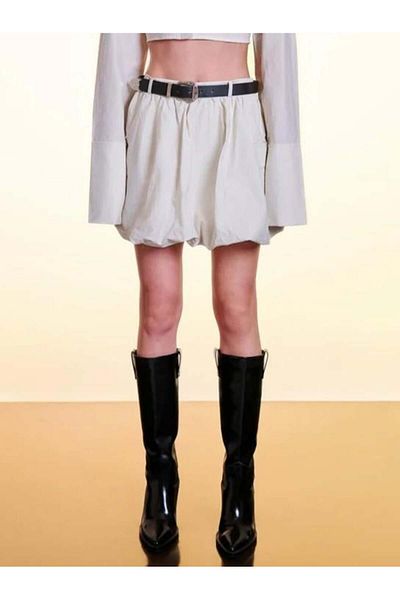 Quzu 00020 Belt Detailed Pocket Balloon Skirttaş