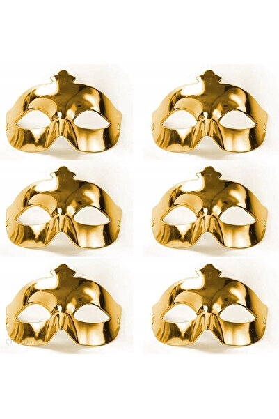 Lunaev قناع حفلة موسيقية بلون ذهبي معدني 6 قطع