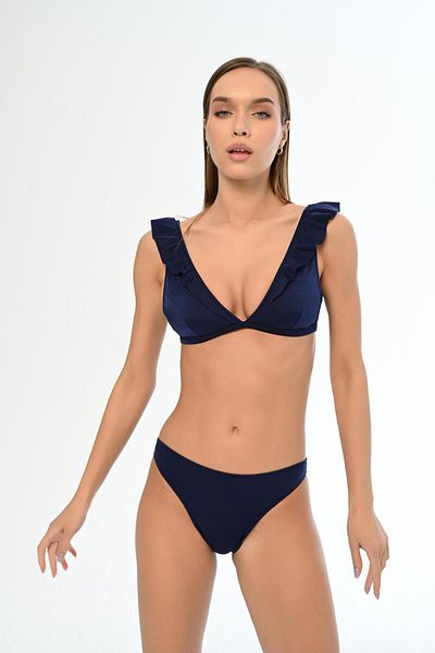 AQUAVİVA Aquaviva Elizabeth Bikini Set - Women's Navy Blue Ruffles