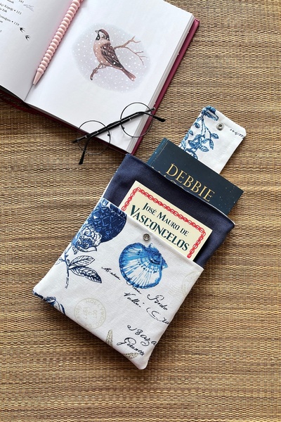 Outlet Çarşım حافظة كتب من قماش الكتان مع جيوب هدية لمحبي الكتب