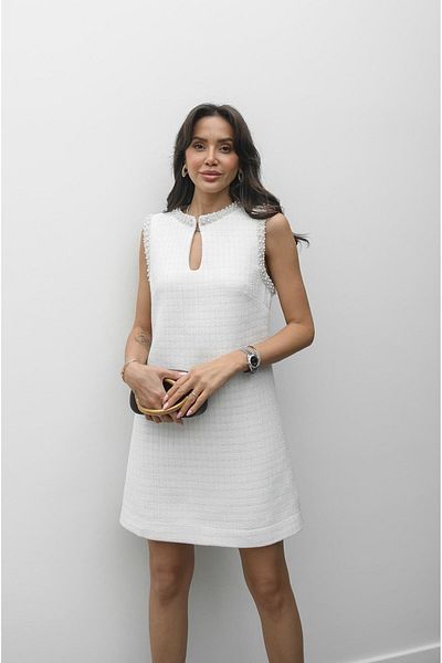 Havoş Φόρεμα Ecru Pearl Λεπτομερές Tweed