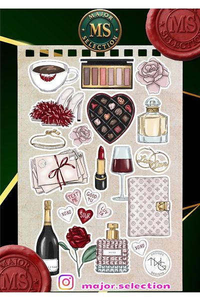 MS Major Selection Xoxo Themed Sticker Set Laptop Tablet Phone Agenda Bullet Journal Sticker Model 3
