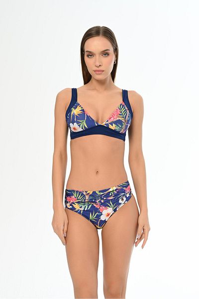 AQUAVİVA Aquaviva Women's - Navy Blue Patterned Adjustment Strap Bikini Set