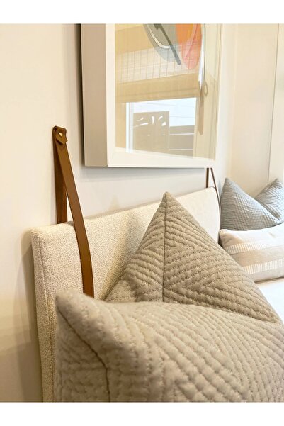 THE SIMPLE STYLE Deri Detaylı Dekoratif Yastık Tutucu Yatak Başlığı - 2 ADET ...