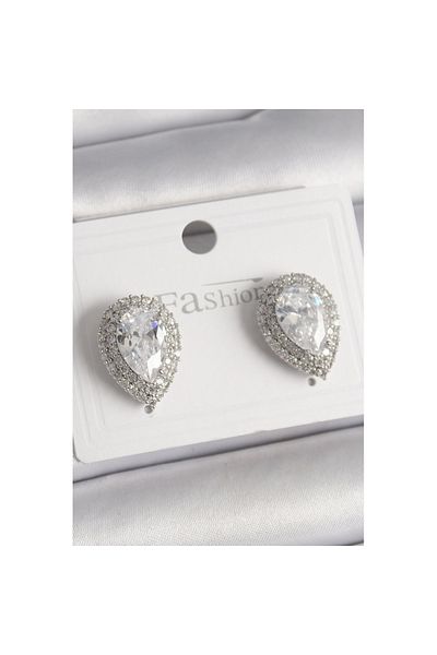 Skygo Brass Silver Color Zircon Stone Drop Model Women's Earrings - Tj-Bkp9918