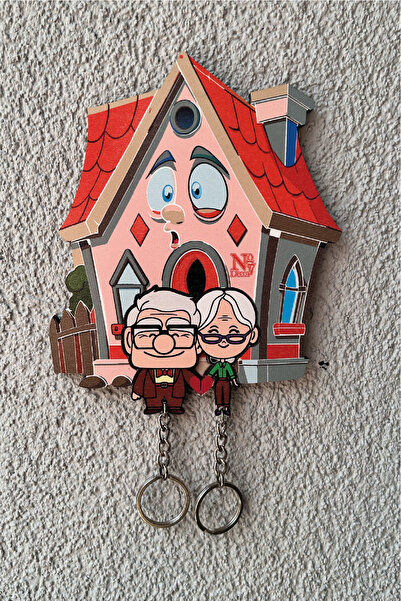 no77decor Kişiye Özel Yukarı Bak Ev Duvar Askılı Anahtarlık 6 Mm Ahşap Lazer ...