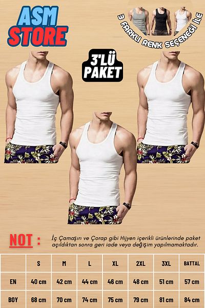 Akpınar 3-Piece Men's Cotton Combed Undershirt - Soft and Breathable