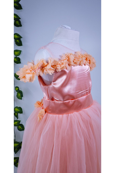 Melis Çocuk Çiçekli Kız Çocuk Abiye Elbise Gelinlik