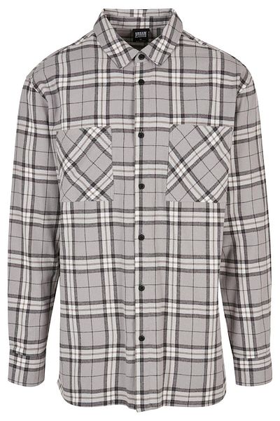 Urban Classics Herren Long Oversized Grey Check Shirt
