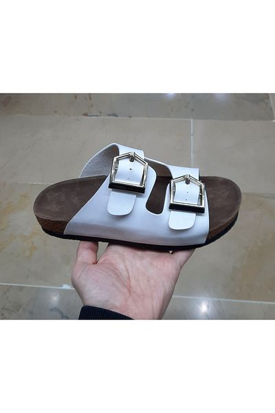 JADE Women's Orthopedic Double Band Buckle Wooden Sole Slippers