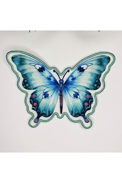 decofav Μέντα Μπλε Κέντημα σε σχήμα πεταλούδας Ύφασμα Κοκτέιλ Χαρτοπετσέτα 1 Τεμάχιο