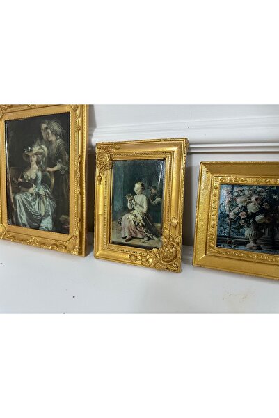 busraconcept Vintage tarzı dekoratif duvar tablo 3lü set büyük 30cm , orta boy 20 cm ,küçük 15cm