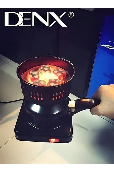 Denx DX2569 - موقد فحم كهربائي متعدد الوظائف مطلي بالبورسلين مع مقبض قابل للإزالة