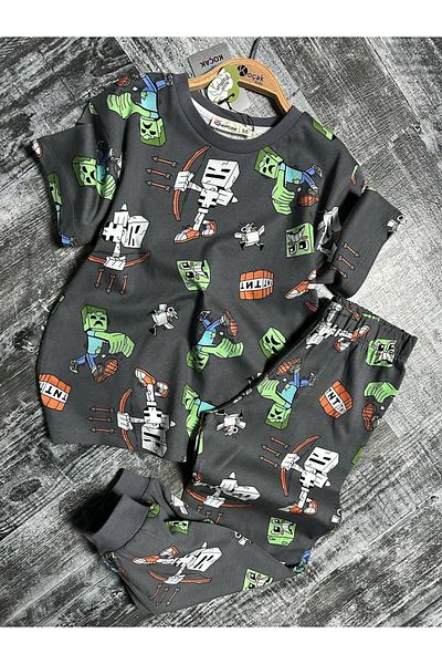 MODA Children's Boy Patterned Bilateral Sweatshirt Set