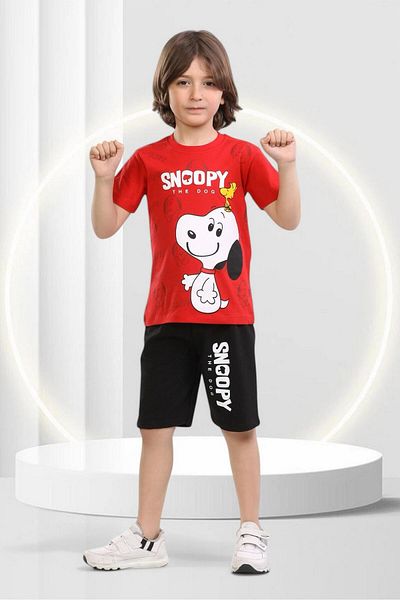BUUFUU Summer Boy's Cute Dog Printed Short Sleeve T-Shirt Shorts Bottom Top Set