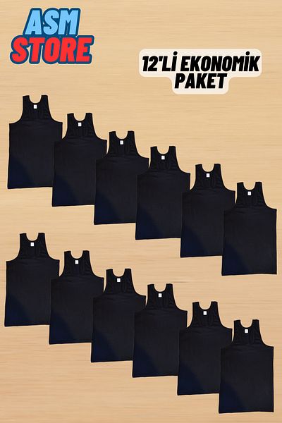 Akpınar 12 Pack Advantageous Men's Combed Cotton Undershirts - Long Lasting and Durable