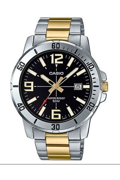 Casio Asio MTP-VD01SG-1BVUDF 45mm Round Stainless Steel Analog Watch - Gold/Silver