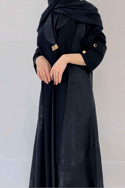 Zahya Abaya عباية كريب كوبرا فتنامي بقماش جاكار من الخلف
