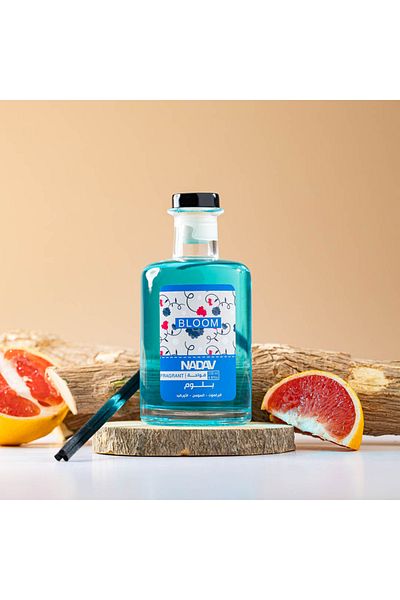 Alhabib bedding Bloom Perfume Diffuser - Nadaf - with sticks in a glass holder, with the scent of bergamot and orchid, 2 pieces