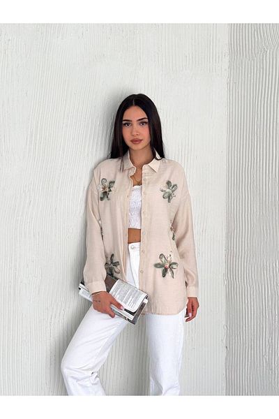 FancyWorld Cămașă din bumbac brodat cu modele florale