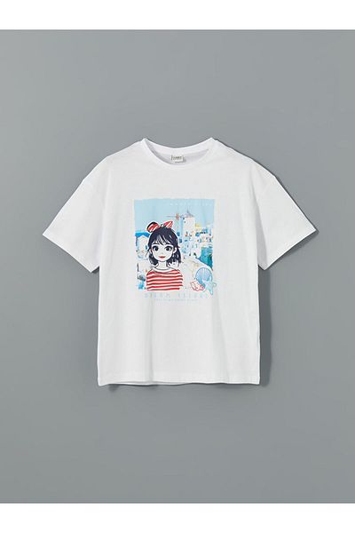 LC Waikiki Tricou pentru fete cu gât crew de sezon nou - S5BE45Z4