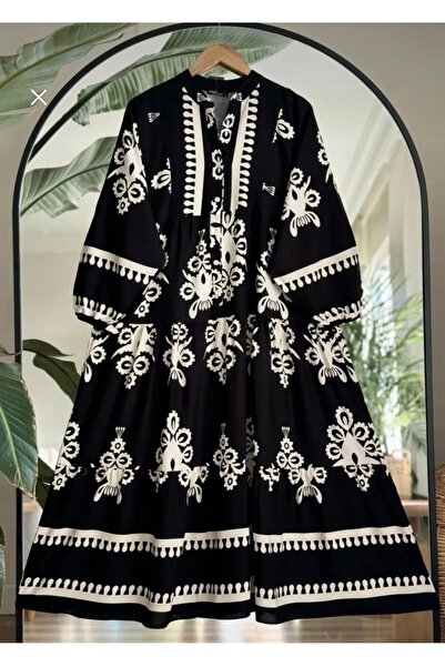 Sfg Life Moda Γυναικεία ρούχα Hijab με κουμπιά μπροστά με γιακά και μεγάλο μπαλόνι φόρεμα από βισκόζη