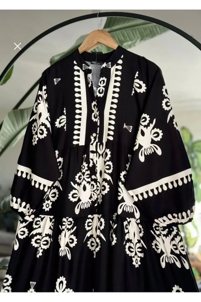 Sfg Life Moda Γυναικεία ρούχα Hijab με κουμπιά μπροστά με γιακά και μεγάλο μπαλόνι φόρεμα από βισκόζη