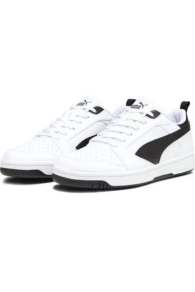 Puma Ανδρικά λευκά-μαύρα παπούτσια Rebound V6 Low Casual 392328-02