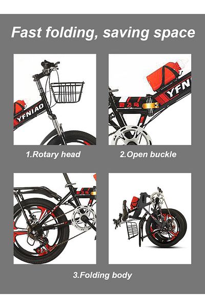 KidLe Kids Bike 20 Inch, 7 Speed Foldable Bicycle 18/20/22 Inch Mountain Bike For Children-20 Inch