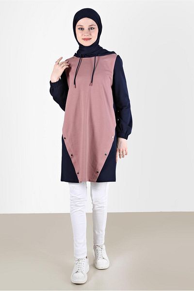 Alvina Hooded and Snap Detailed Tracksuit Tunic - 42346