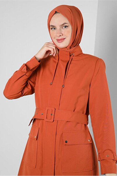 Alvina Kemerli Yakası Büzgülü Bantlı Trençkot 10772