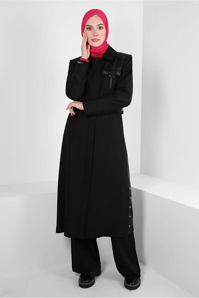Alvina EYE DETAILED BELTED TRENCH COAT 10813-2