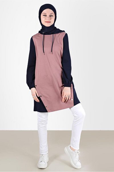 Alvina Hooded and Snap Detailed Tracksuit Tunic - 42346